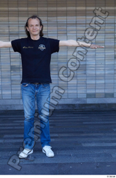 Whole Body Man T poses White Casual Slim Standing Street photo references